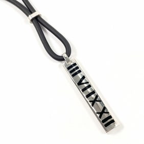 TIFFANY & Co. Tiffany Atlas Bar Necklace, 925 Sterling Silver/Rubber, Unisex