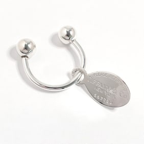 TIFFANY & Co. Tiffany Oval Tag Key Ring Return to Keychain, 925 Sterling Silver, Unisex