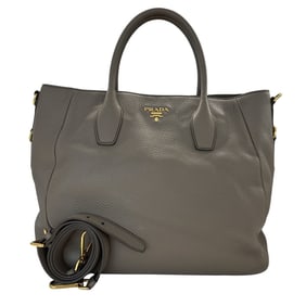 Prada PRADA Women's Handbag/Shoulder Bag, 2-Way, Gray Leather, BR4992