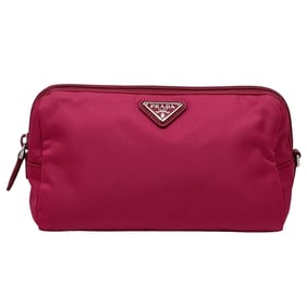 Prada PRADA pouch ladies brand nylon pink Tessuto triangle logo gusseted