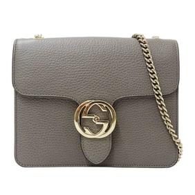 Gucci GUCCI bag ladies brand shoulder Interlocking G leather grey 510304 chain
