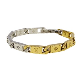 Louis Vuitton Men's Monogram Tie-Up Metal Bracelet in Gold and Silver, Size M1306M