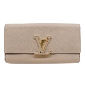 Louis Vuitton Women's Long Wallet, Taurillon Leather Portefeuille Capucines Galle Beige M61249 with