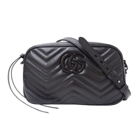 Gucci GG Marmont Small Camera Bag in Black, Quilted Leather with Chain Shoulder Strap, 447632, for