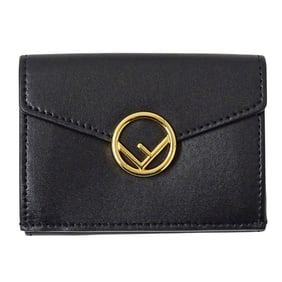 FENDI women's tri-fold wallet in black leather (8M0395). Compact and small.
