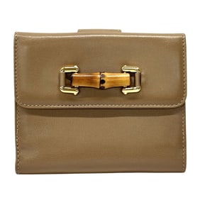 Gucci Women's Bamboo Bi-fold Wallet with Brown Leather (035/2149) Compact Tri-fold