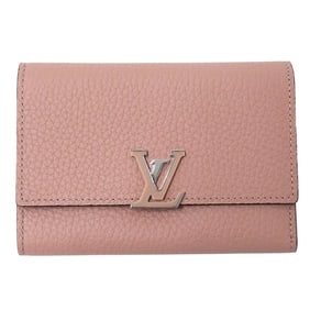 Louis Vuitton Women's Tri-fold Wallet, Portefeuille Capucines Compact, Taurillon Leather, Magnolia,