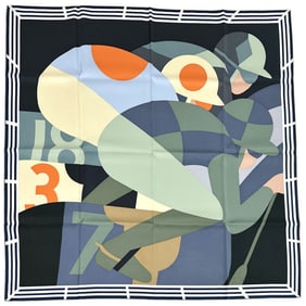 Hermes Hermès Carré 90 Scarf, Size 18-3-7, Vert Anthracite, Women's, Silk, Khaki, Multicolor,