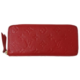 Louis Vuitton Monogram Empreinte Women's Long Wallet, Portefeuille Clemence Cerise M60169, Round