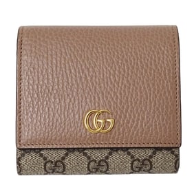 Gucci Women's Petit Marmont Bifold Wallet in GG Supreme Leather with Double G Two-Tone Design,