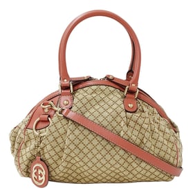Gucci Diamante Sukey Canvas and Leather 2-Way Handbag/Shoulder Bag (223974) in Pink Beige