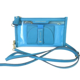 ANYA HINDMARCH Everything Smartphone Pouch Shoulder Bag, Blue with Gold Hardware, Women's