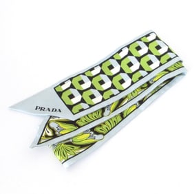 PRADA Print Silk Slim Scarf 1FF008 Light Blue Women's
