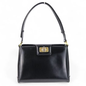 GUCCI Vintage Leather Turnlock Handbag in Black for Women