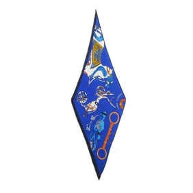 HERMES TOUT EN CARRE "It's All in the Carré" Lozenge Deformed Diamond Scarf/Muffler Blue Women's