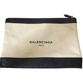 BALENCIAGA Clutch Bag Black x Natural Men's Women's