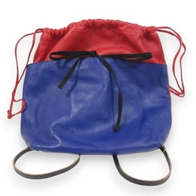 MARNI Leather Drawstring Backpack/Knapsack, Red/Blue/Black, Women's