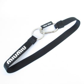 Miu Miu Miu TRICK Carabiner Shoulder Strap Keychain in Black with Silver Hardware for Men and Women