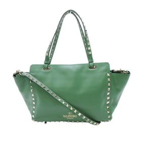 VALENTINO GARAVANI Rockstud 2-way shoulder tote bag in green and gold for women