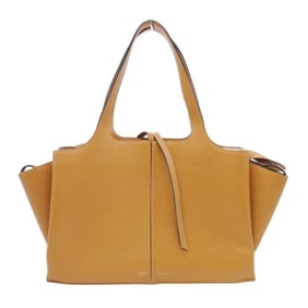 CELINE Tri-Fold Leather Handbag Tote Bag in Mustard for Women