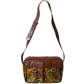 Salvatore Ferragamo Botanical Leather Combination Shoulder Bag, Brown, Women's