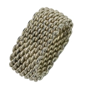 Tiffany & Co. SV925 Somerset Mesh Ring, Silver Color, Women's