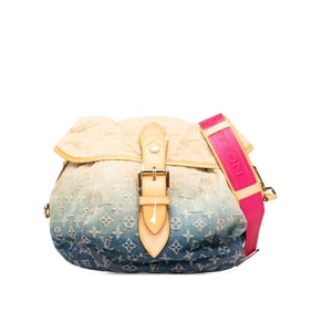 Louis Vuitton Monogram Denim Sunshine Crossbody Shoulder Bag M93182 in Indigo Blue, Beige, and Pink