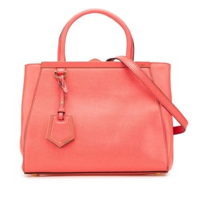 Fendi Petit Toujours Handbag/Shoulder Bag 2WAY 8BH253 Orange Pink Leather Women's FENDI