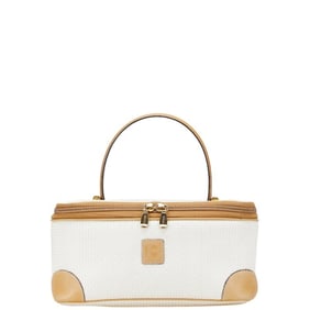 Bally logo handbag in white and brown leather for women.