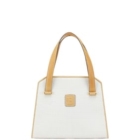 Bally logo handbag in white and brown leather for women.