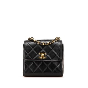 CHANEL Matelasse Coco Mark Chain Shoulder Bag in Black Lambskin for Women