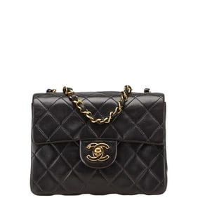 CHANEL Matelasse Coco Mark Chain Shoulder Bag in Black Lambskin for Women