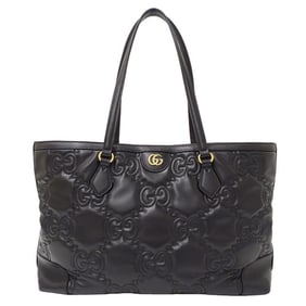 GUCCI Women's Tote Bag GG Matelasse Leather Black 631685 Quilted
