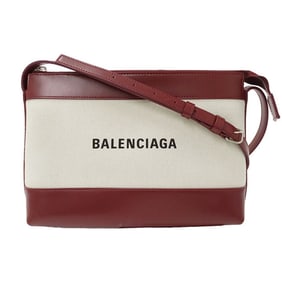 BALENCIAGA Women's Shoulder Bag Leather Canvas Bordeaux Beige 639497 Crossbody