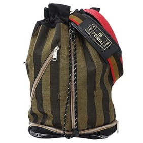 FENDI Men's Shoulder Bag Handbag 2way Pecan Nylon Brown Khaki Black 7V51