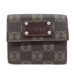 LOEWE Bifold Wallet for Men and Women, Anagram Design, Charcoal Gray Brown, Compact