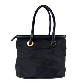 Celine handbag in nylon and leather, black, women's, z7567