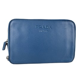 Prada Men's Blue Leather Clutch Bag z7541