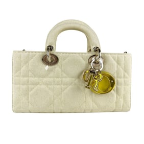 Christian Dior D-Joy Canvas Handbag/Shoulder Bag for Women, Yellow, Z7533