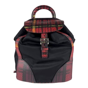 Prada PRADA Backpack Nylon Leather Black Red Silver Women's z7553