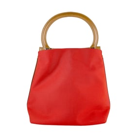 Salvatore Ferragamo Gancini Canvas and Leather Handbag in Orange Brown, Women's, Z7595