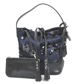 Louis Vuitton Monogram Satin Handbag NN14 Spotlight PM Sequins Navy Black Silver Women's M94601