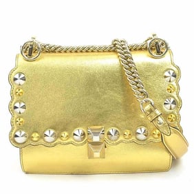 Fendi Mini Canai Shoulder Bag, Leather, Metal, Gold, Silver, Women's, 8M0381-9H7 e61073a