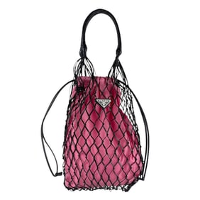 Prada PRADA handbag leather nylon black pink silver women's z7522