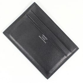 Hermes Hermès Business Card Case, Citizen Twill, Swift Leather, Silk, Black, Men's/Women's, TK2369