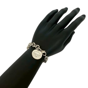 TIFFANY & Co. Tiffany Return to Round Tag Bracelet, 925 Sterling Silver, Chain Bangle, 34795