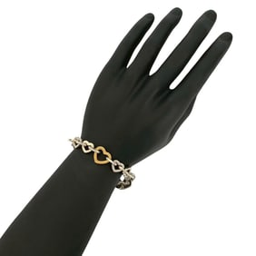 TIFFANY & Co. Tiffany Heart Link Bracelet in 925 Sterling Silver and 18K Yellow Gold, Bangle,