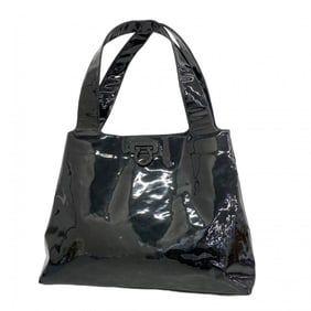 Salvatore Ferragamo Gancini Enamel Tote Bag, Black, Women's