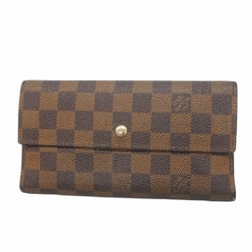 Louis Vuitton Tri-fold Long Wallet Damier Portefeuille International N61217 Ebene Women's