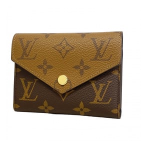 Louis Vuitton Monogram Reverse Portefeuille Victorine Tri-fold Wallet M81557 Brown Women's